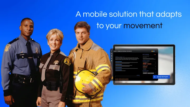 Police, sheriff and fire personnel with Mark43 OnScene on a tablet